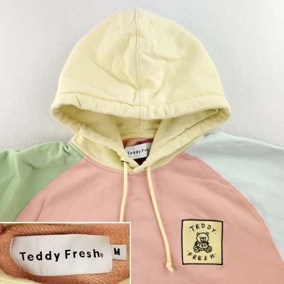 Teddy Fresh Hoodie Pastel Colorblock Pullover Embroidered Logo Medium - Picture 3 of 14